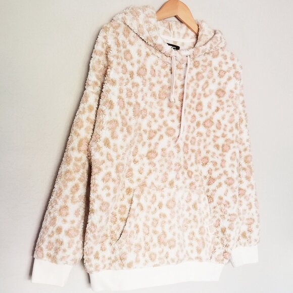 UGG Lora Sherpa Hoodie Size M Cozy Soft Warm Fleece Pocket Leopard Lounge $98 - Picture 6 of 15